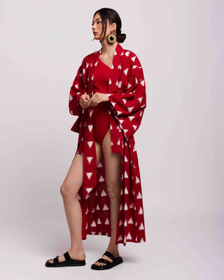 Roter Savannah-Kimono