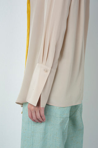Washed Crepe Silk Shirt with Contrast Tie