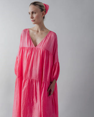 Fluoro Pink Airi Tussar Maxi Dress