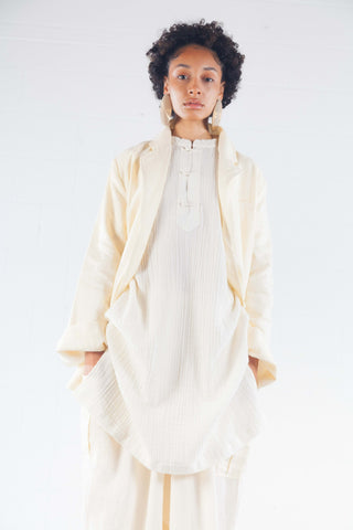 Ecru Mekong Mandarin Mini Dress - Anaak