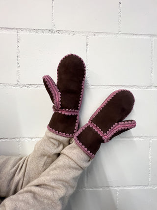 Cyclamen Handgefertigte Shearling Handschuhe
