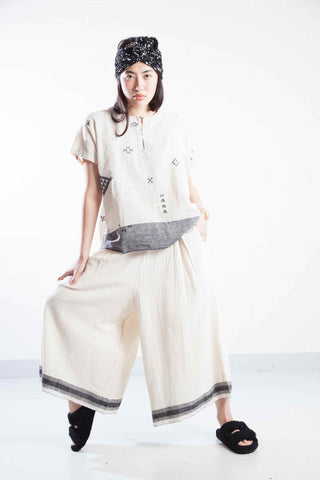Hand-Loomed Rasa Pants with Black Details