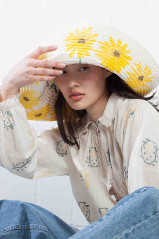 Rasa Shirt with Delicate Block Hand Printed Pattern - Injiri