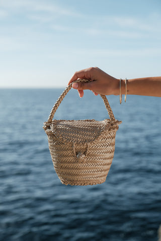 Jane Gold Woven Leather Wicker Basket Bag