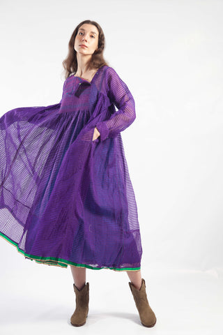 Injiri Jodhpur-40 Tamil Cotton and Silk Indigo Dress