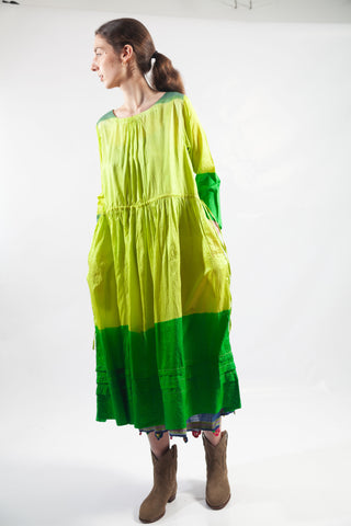 Lime Veda Silk Dress