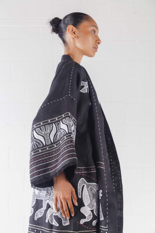 Animal Realm Short Kimono in Black - My Sleeping Gypsy