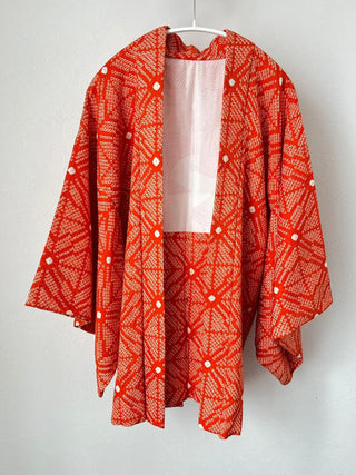 Handbestickter scharlachroter Kimono – Kyoto Vintage Warehouse