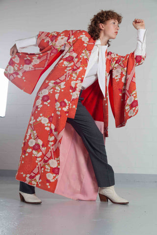 Plum Blossoms Hand-Printed Kimono