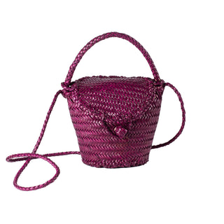 Jane Burgundy Woven Leather Wicker basket bag