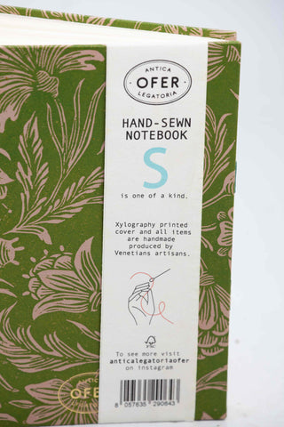 Hand-sewn Green Flower Design Notebook - Ofer