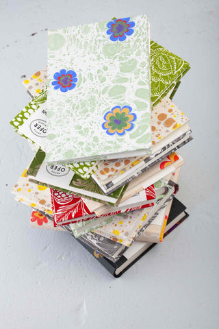 Hand-sewn Green Flower Design Notebook - Ofer