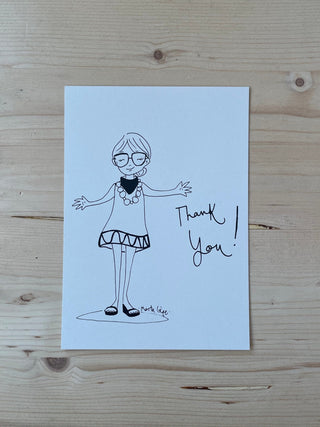 Handmade "Thank you" Postcard - By Adushka