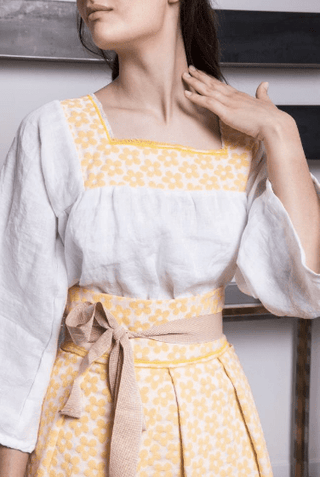 Weiße und gelbe Bluse - Nina Leuca
