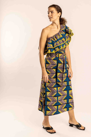 Jill One Shoulder Tribal Print Dress  - Billie Dresses