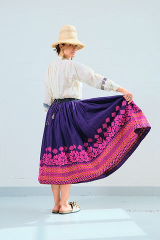 Vintage Indian dancing skirt  with Black Waistband - By Adushka
