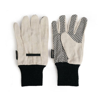 An absolute must-have for your gardening: By Benson's simple and functional gardening glove. Made from 100% pure cotton and therefore washable, it comes with knitted cuffs for ultimate comfort. The grip in the palms and fingers through the black PVC dots is excellent.   Classic and simple design. By Adushka's tips: it's perfect for the stubborn weeds.