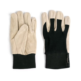 An absolute must-have for your gardening: By Benson's deluxe gardening glove. Made from calfskin and elastic cotton sateen, they are washable and durable. The comfort of these gloves is on another planet!