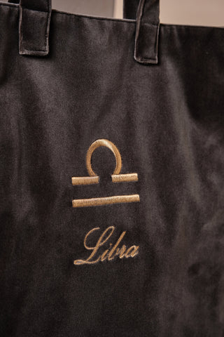 Grey velvet zodiac bag for Libra - Nina Leuca